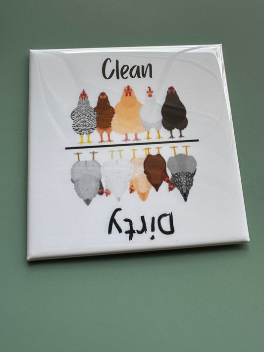 3" Square Chicken Dishwasher Magnet